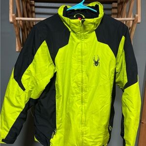 Spyder Kids Neon Yellow and Black Ski Jacket